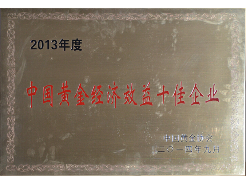 2013年度中国黄金经济效益十佳企业