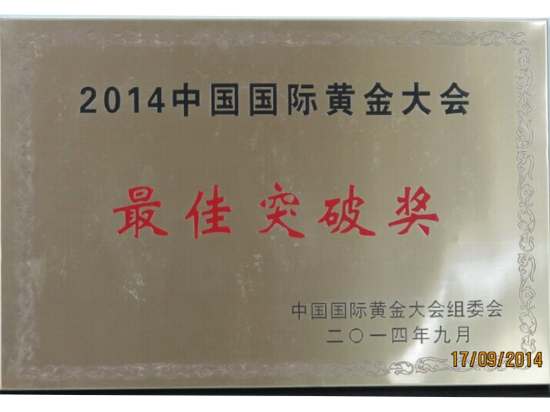 2014中国国际黄金大会最佳突破奖